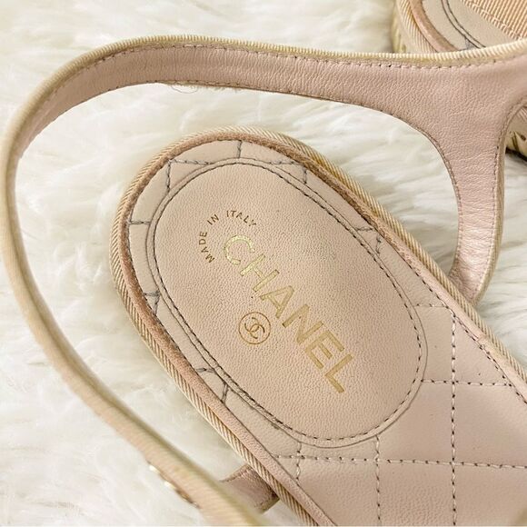 CHANEL Nude Sandal Flats Size 41.5 - Picture 12 of 15